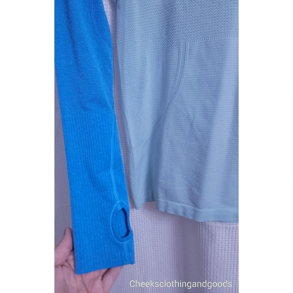 Lululemon 6 Run: Swiftly Tech Long Sleeve Blue  Shirt Reflective W3037S